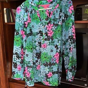 Lilly Pulitzer Silk Elsa Multi Soiree All Day Blouse